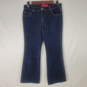 Glo Jeans Juniors‎ 7 Short Blue Denim Womens Low Rise Bootcut Dark Wash W29xL27